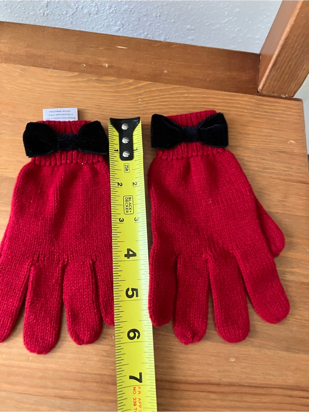 Gymboree Red Knit Mittens with Black Bow Accent
